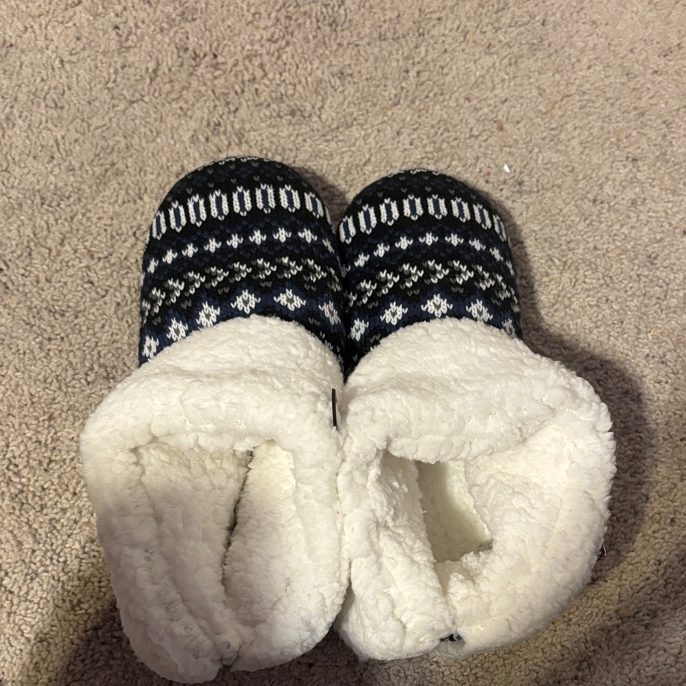 Muk Luks Black and White Slippers